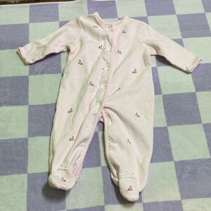 Little Me Light Pink Baby Footie with Embroidered Details